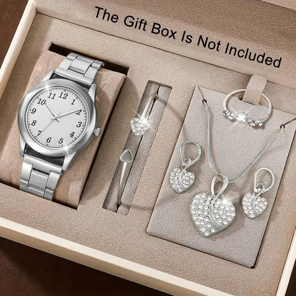 Women's Alloy Quartz Watch And Jewelry Set With Heartshaped And Round Design Casual Style - Image 7
