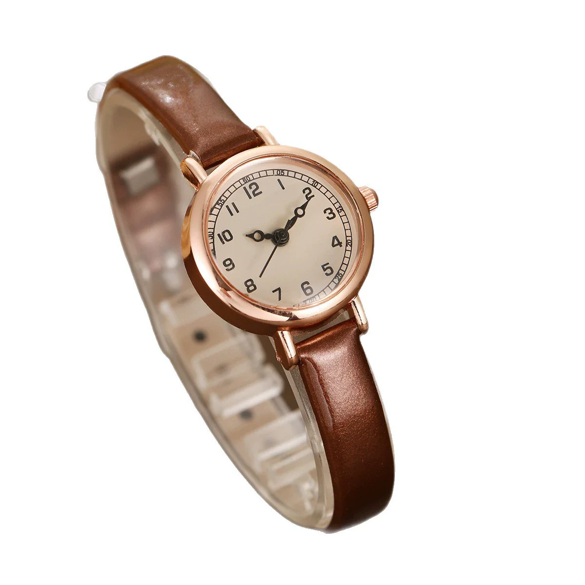 Women's Alloy Quartz Watch With Round Dial And Imitation Leather Strap Fashion Style - Image 5