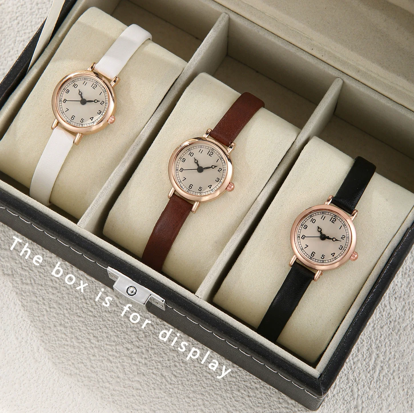 Women's Alloy Quartz Watch With Round Dial And Imitation Leather Strap Fashion Style - Image 6