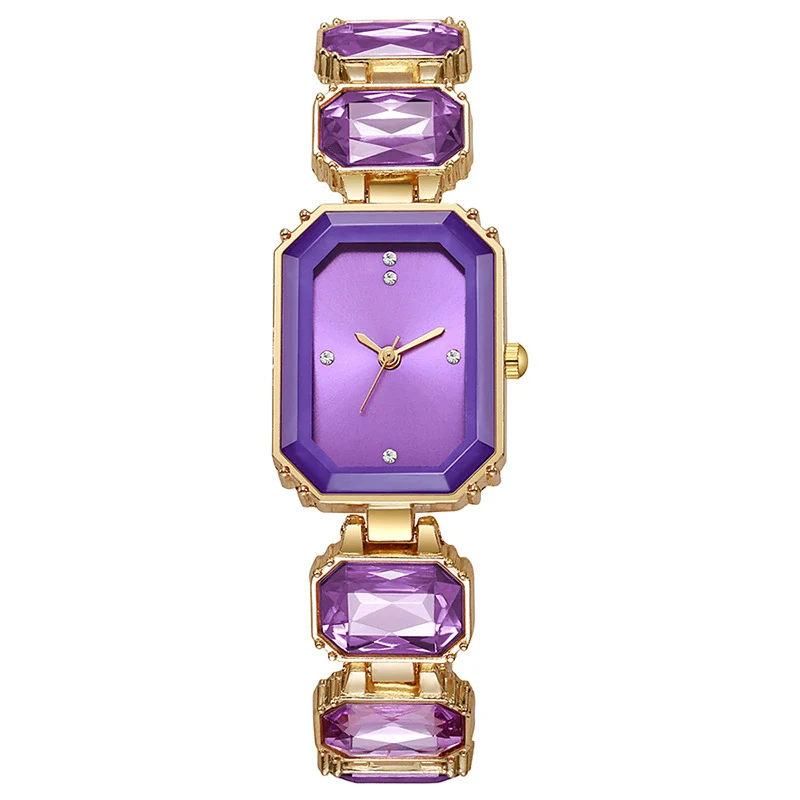 Women's Alloy Rectangle Dial Leisure Watch With Rose Gold Buckle And Full Of Diamonds - Image 11