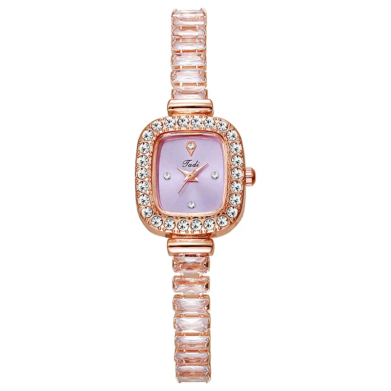 Women's Alloy Rectangular Fashionable Diamondencrusted Zircon Pullout Bracelet Watch - Image 7