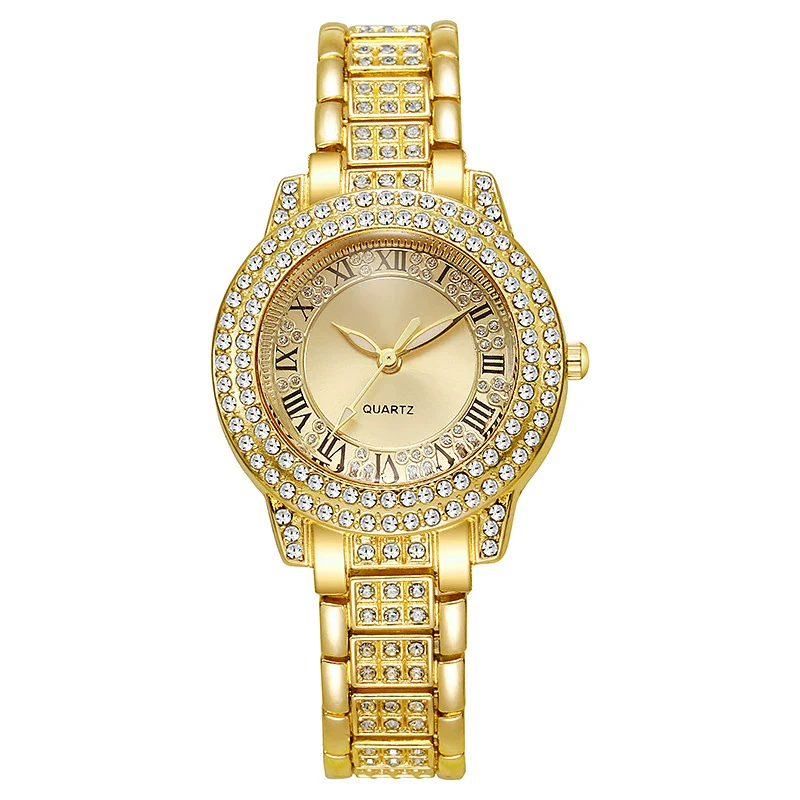 Women's Alloy Roman Pattern Round Dial Quartz Watch Set - Image 5