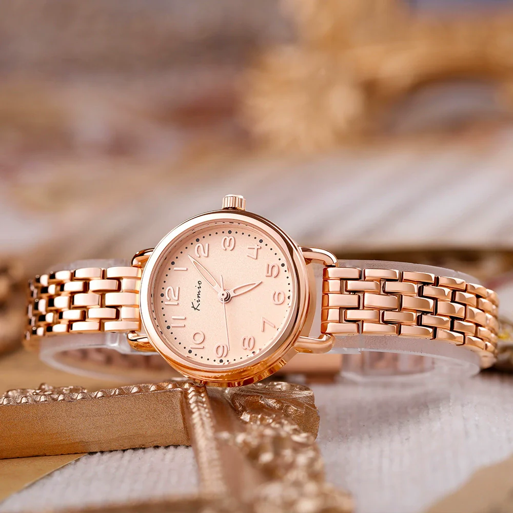 Women's Alloy Rose Gold Buckle Round Dial Fashionable Watch - Image 4