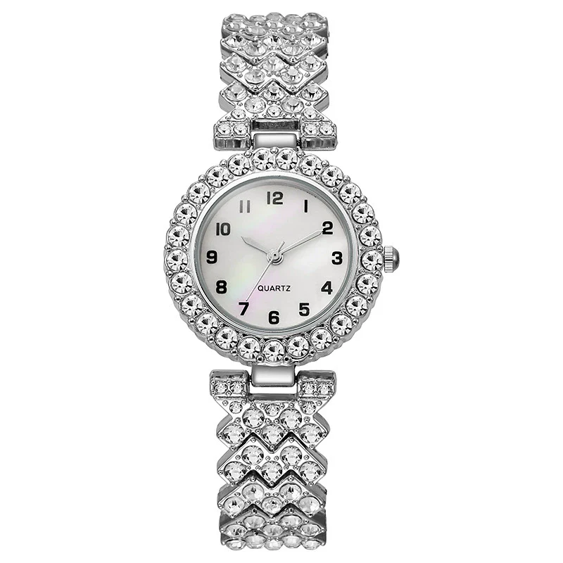 Women's Alloy Round Dial Quartz Bracelet Watch With Rhinestones And Casual Style - Image 8