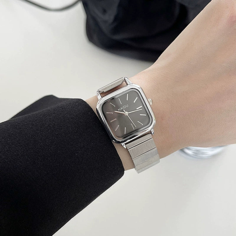 Women's Alloy Square Dial Bamboo Casual Quartz Watch - Image 2
