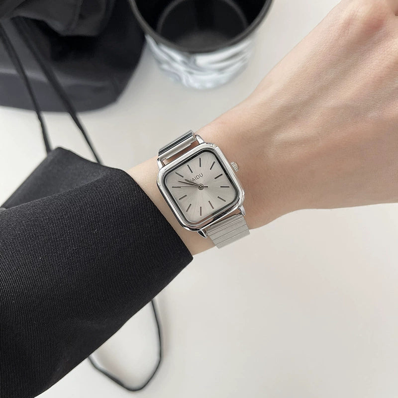 Women's Alloy Square Dial Bamboo Casual Quartz Watch - Image 4