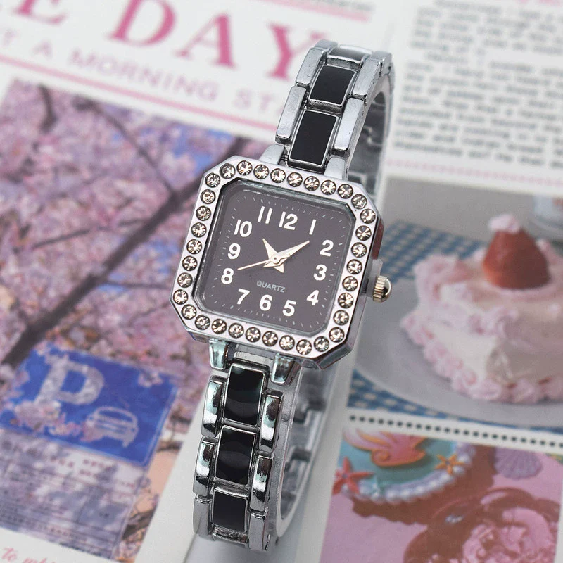 Women's Alloy Square Diamondencrusted Oildropping Bracelet Watch Casual Style - Image 6