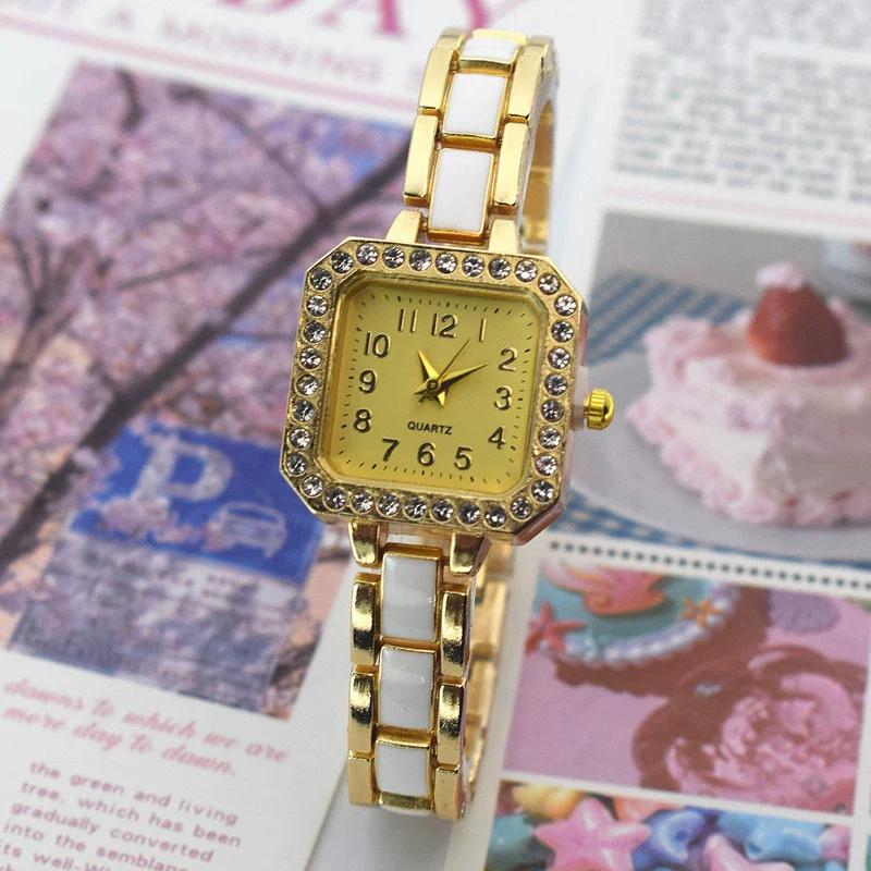 Women's Alloy Square Diamondencrusted Oildropping Bracelet Watch Casual Style - Image 7
