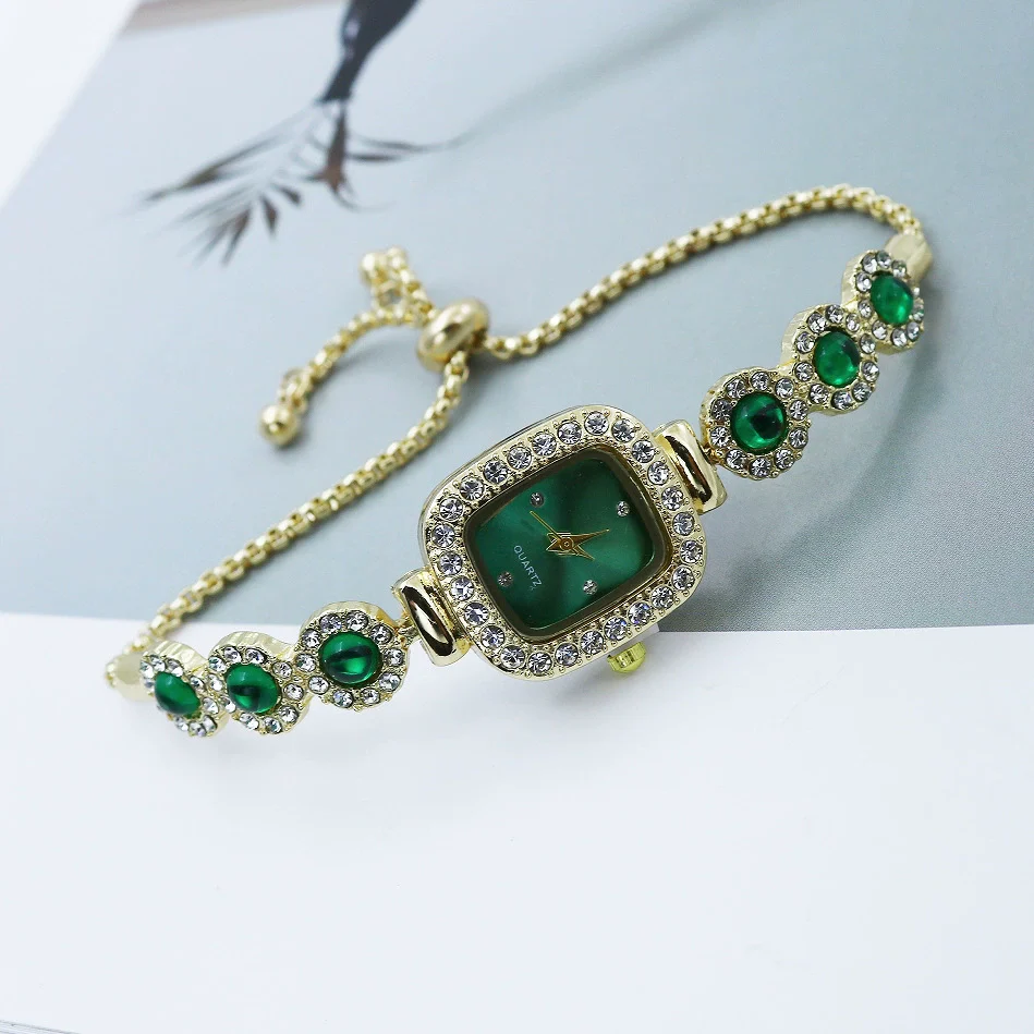 Women's Alloy Square Quartz Bracelet Watch Fashion Diamondencrusted - Image 13