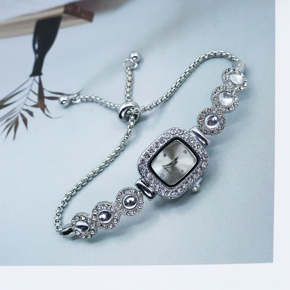 Women's Alloy Square Quartz Bracelet Watch Fashion Diamondencrusted - Image 14