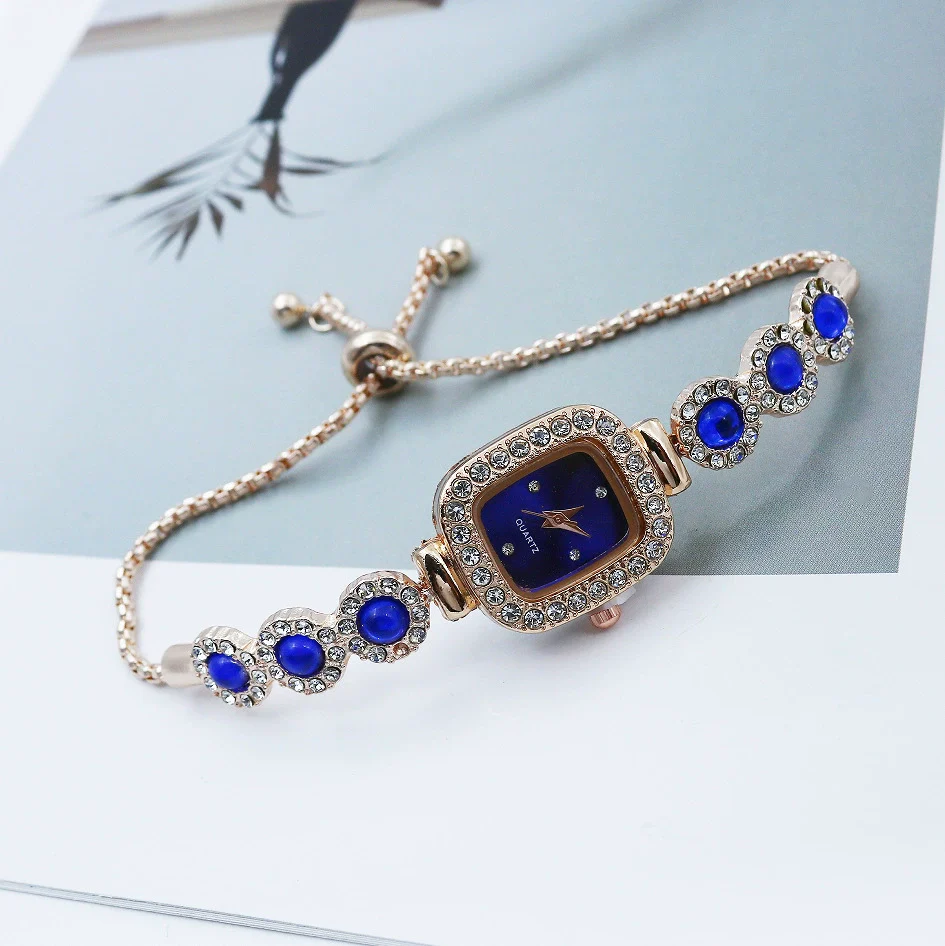 Women's Alloy Square Quartz Bracelet Watch Fashion Diamondencrusted - Image 7