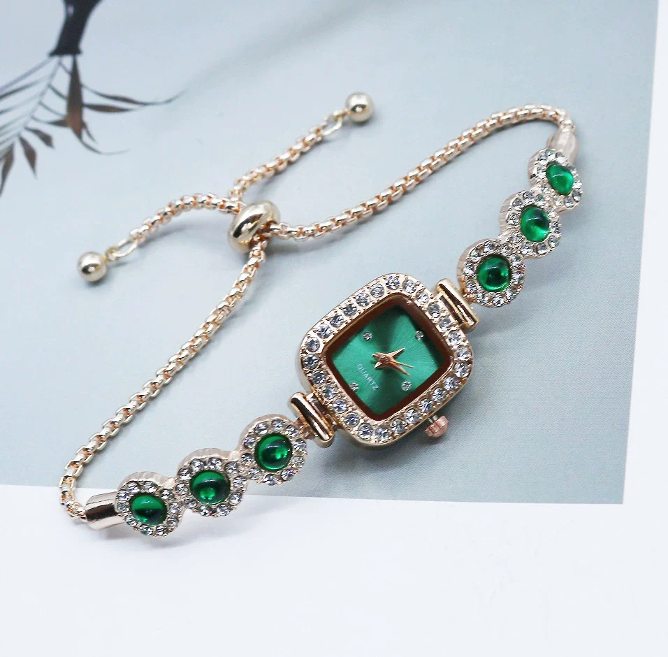 Women's Alloy Square Quartz Bracelet Watch Fashion Diamondencrusted - Image 8