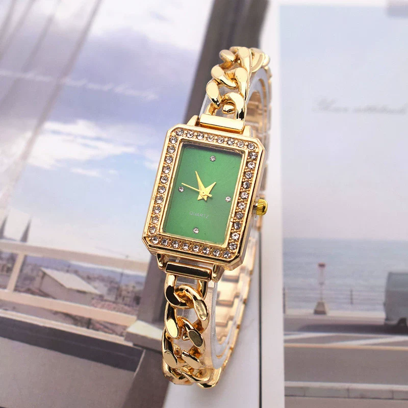 Women's Alloy Square Rhinestone Bracelet Quartz Watch Leisure Style - Image 2