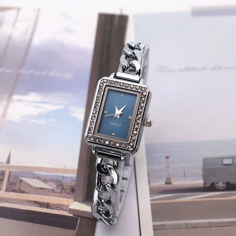Women's Alloy Square Rhinestone Bracelet Quartz Watch Leisure Style - Image 3