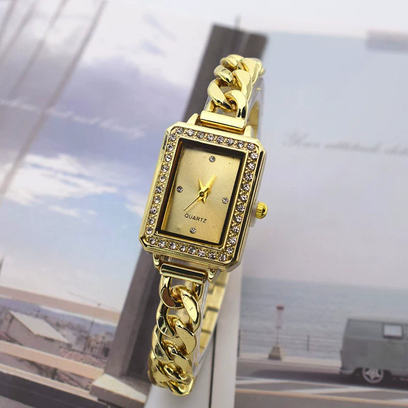 Women's Alloy Square Rhinestone Bracelet Quartz Watch Leisure Style - Image 7