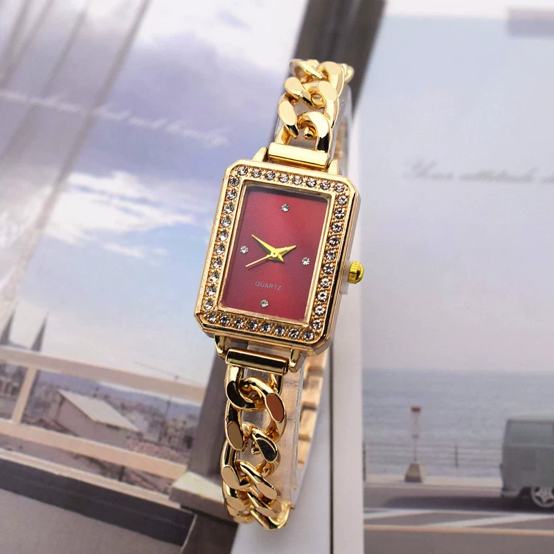 Women's Alloy Square Rhinestone Bracelet Quartz Watch Leisure Style - Image 8
