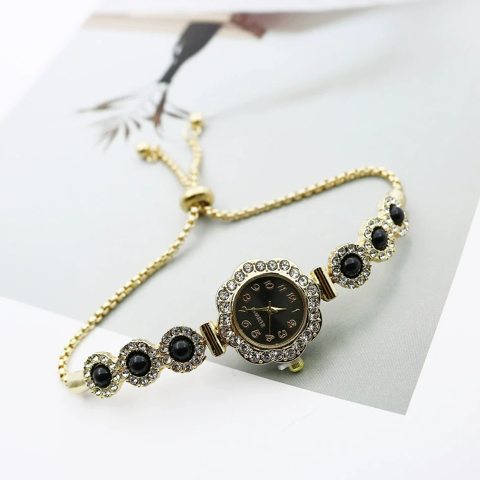 Women's Alloy Stainless Steel Luxury Elegant Fashion Quartz Watch With Chalcedony Bracelet And Pull Rope Free Adjustment - Image 11