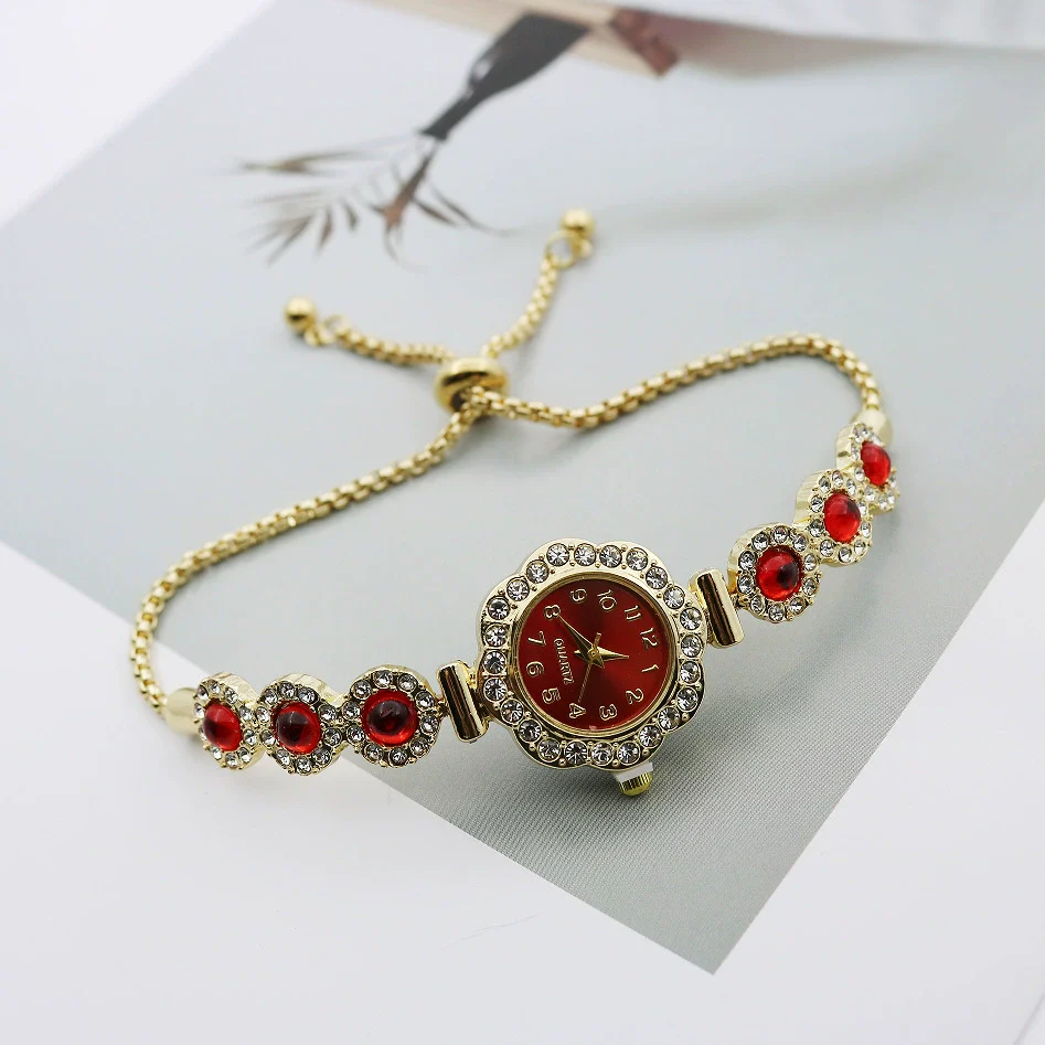 Women's Alloy Stainless Steel Luxury Elegant Fashion Quartz Watch With Chalcedony Bracelet And Pull Rope Free Adjustment - Image 14