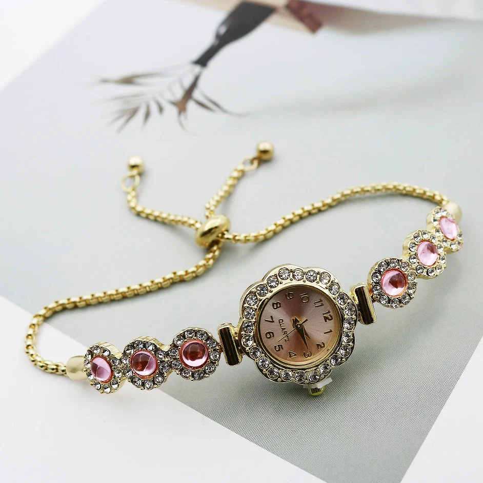 Women's Alloy Stainless Steel Luxury Elegant Fashion Quartz Watch With Chalcedony Bracelet And Pull Rope Free Adjustment - Image 15
