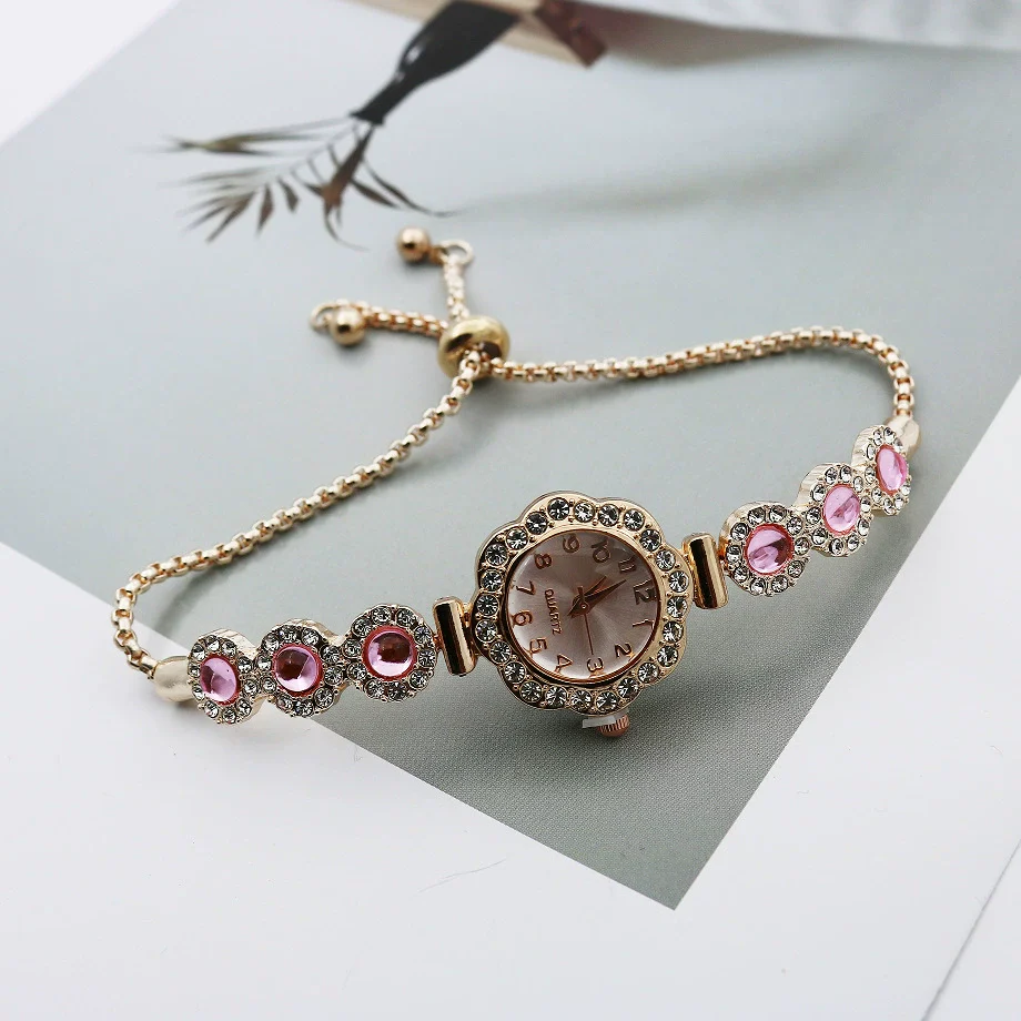 Women's Alloy Stainless Steel Luxury Elegant Fashion Quartz Watch With Chalcedony Bracelet And Pull Rope Free Adjustment - Image 2