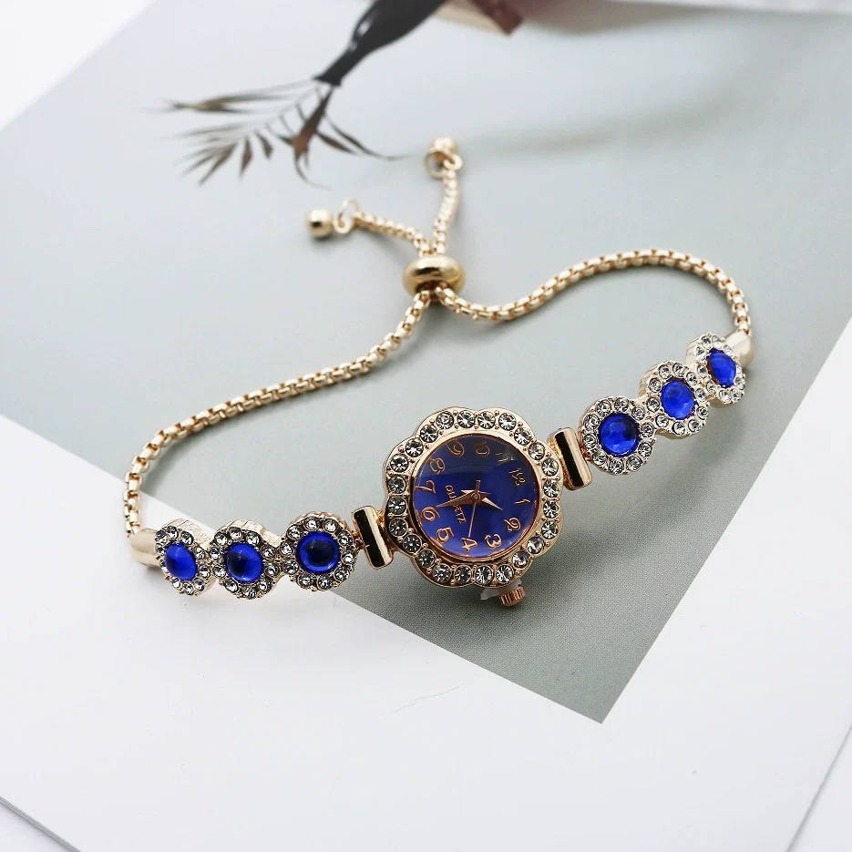 Women's Alloy Stainless Steel Luxury Elegant Fashion Quartz Watch With Chalcedony Bracelet And Pull Rope Free Adjustment - Image 3