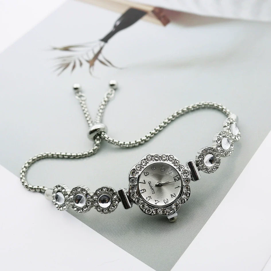 Women's Alloy Stainless Steel Luxury Elegant Fashion Quartz Watch With Chalcedony Bracelet And Pull Rope Free Adjustment - Image 4