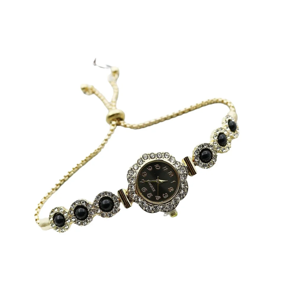 Women's Alloy Stainless Steel Luxury Elegant Fashion Quartz Watch With Chalcedony Bracelet And Pull Rope Free Adjustment - Image 5