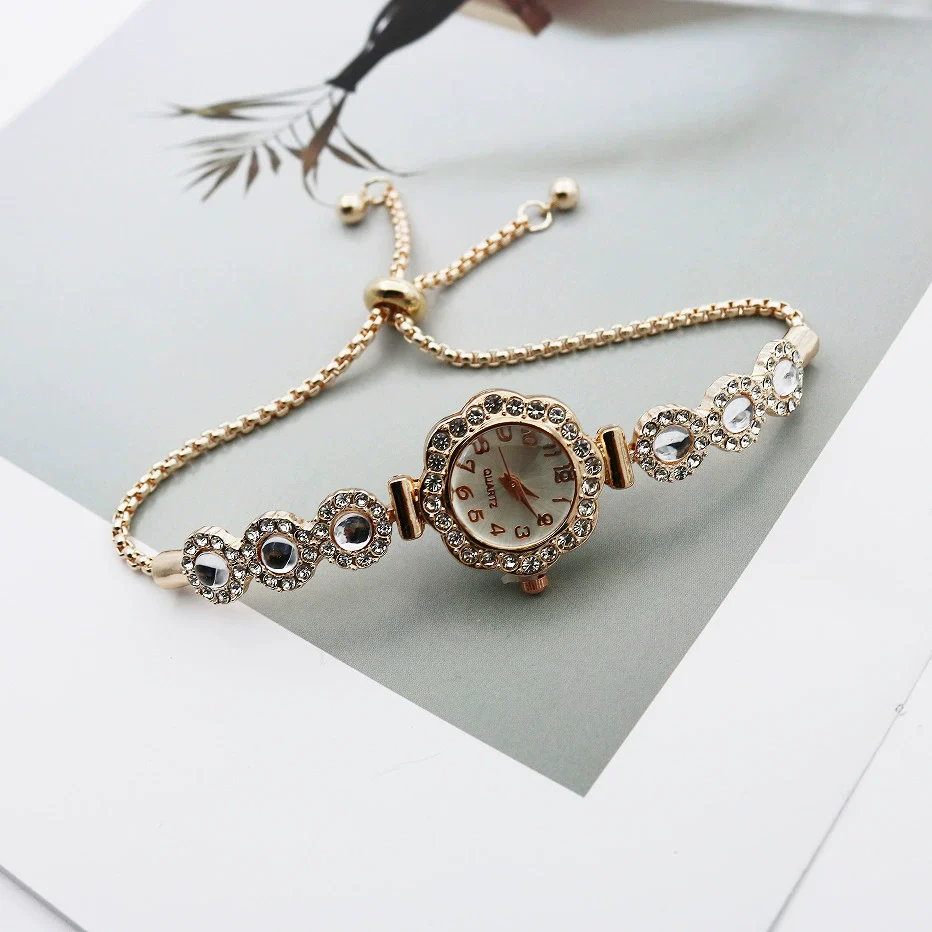 Women's Alloy Stainless Steel Luxury Elegant Fashion Quartz Watch With Chalcedony Bracelet And Pull Rope Free Adjustment - Image 6