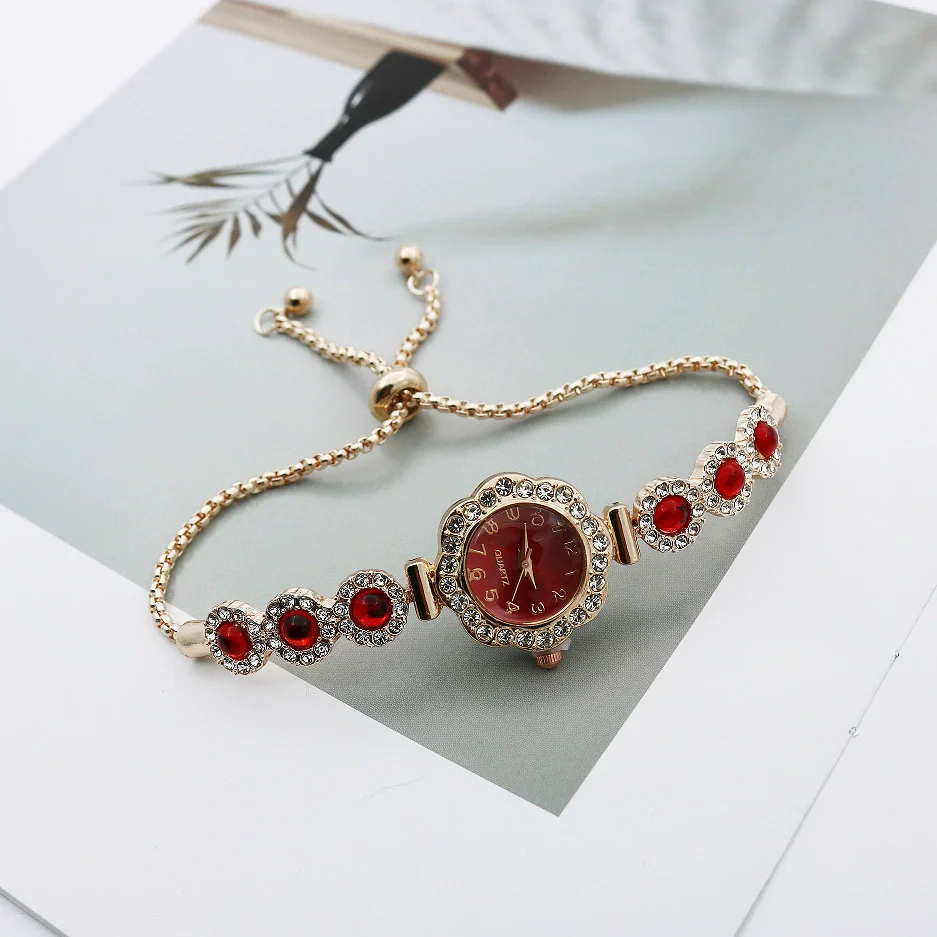 Women's Alloy Stainless Steel Luxury Elegant Fashion Quartz Watch With Chalcedony Bracelet And Pull Rope Free Adjustment - Image 8