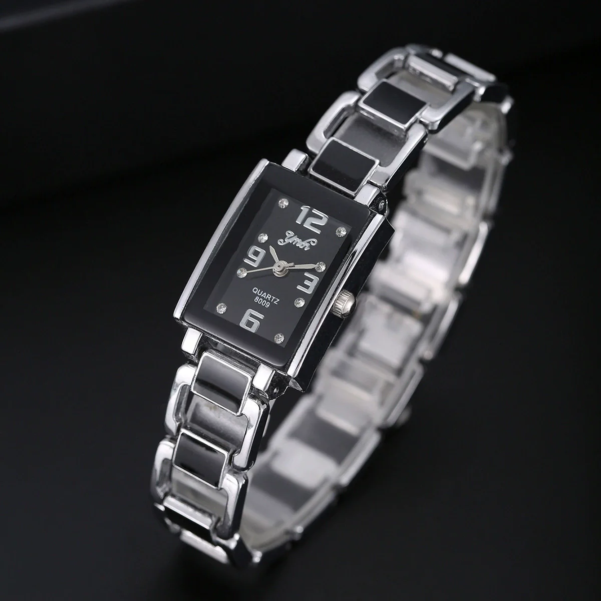 Women's Alloy Stainless Steel Ordinary Glass Mirror Rectangle Dial Quartz Bracelet Watch - Image 3