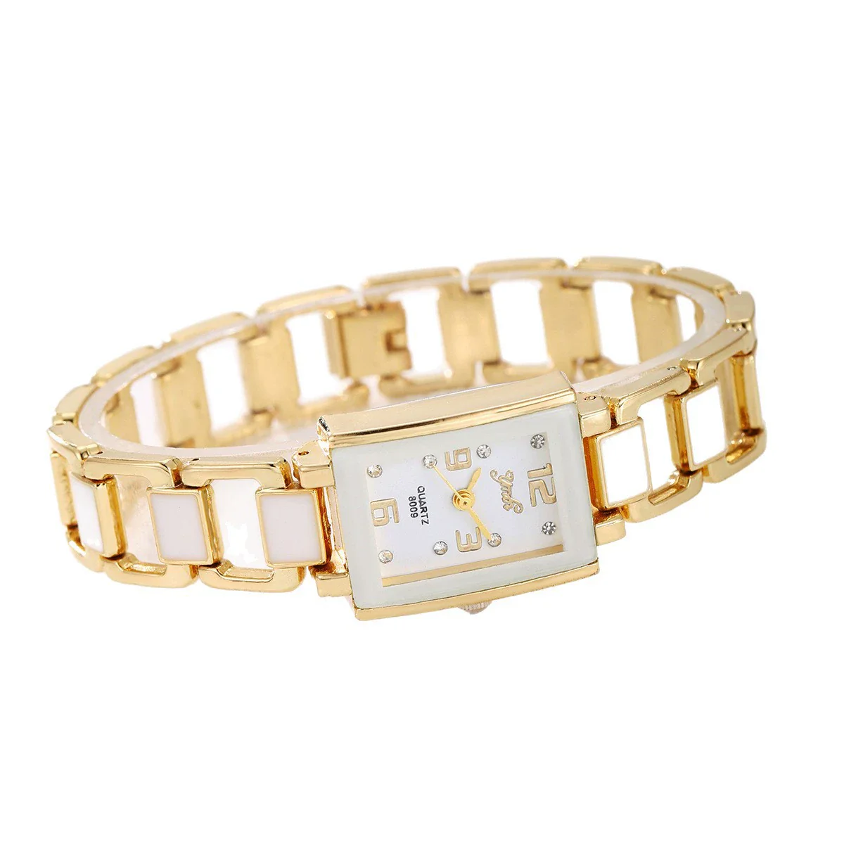 Women's Alloy Stainless Steel Ordinary Glass Mirror Rectangle Dial Quartz Bracelet Watch - Image 5