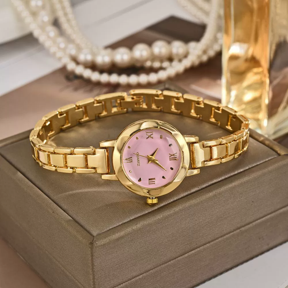 Women's Alloy Strap Round Dial Casual Retro Light Luxury Student Watch - Image 3