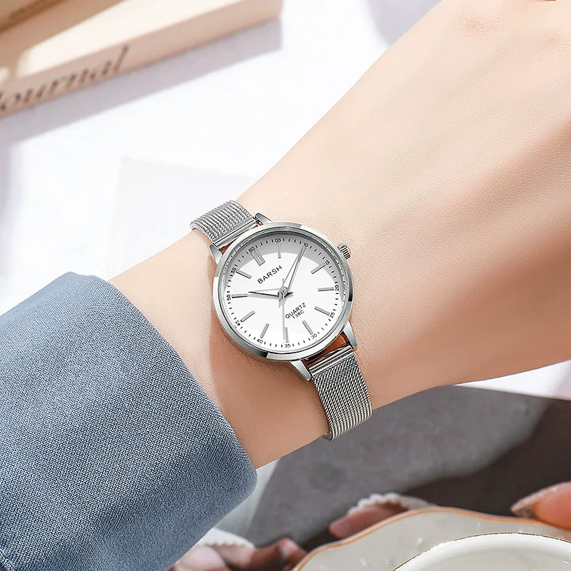 Women's Alloy Watch With Round Dial And Stainless Steel Clasp Simple Elegant Light Luxury Style - Image 3
