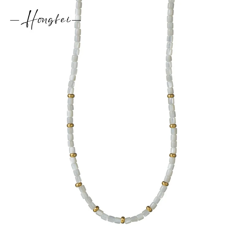Women's Bohemian Geometric Stainless Steel And Titanium Steel Beaded Handmade Electroplated Necklace