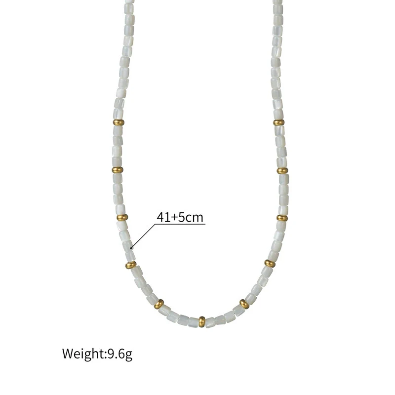 Women's Bohemian Geometric Stainless Steel And Titanium Steel Beaded Handmade Electroplated Necklace - Image 5