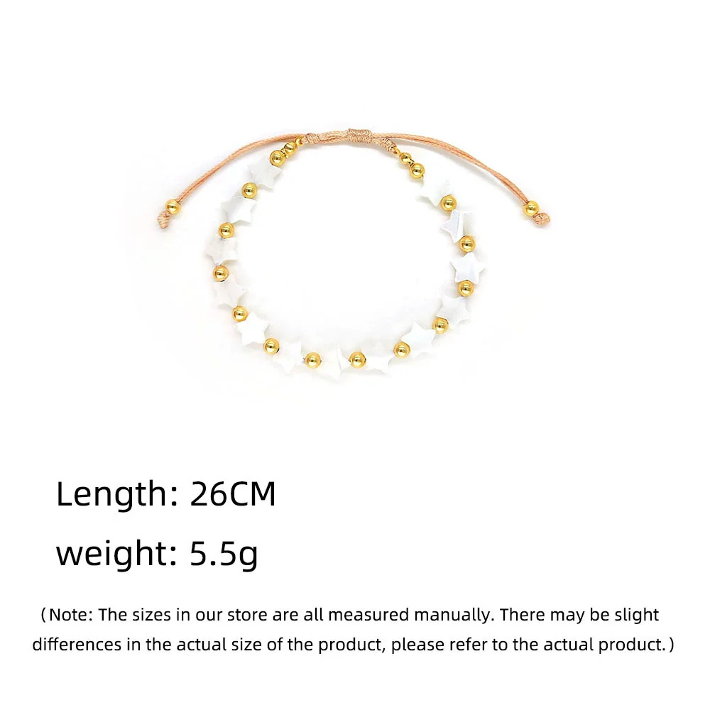 Women's Bohemian Natural Shell Handwoven Geometric Fivepointed Star Beaded Love Bracelet Jewelry - Image 4
