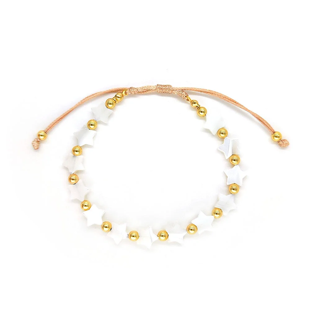 Women's Bohemian Natural Shell Handwoven Geometric Fivepointed Star Beaded Love Bracelet Jewelry - Image 5