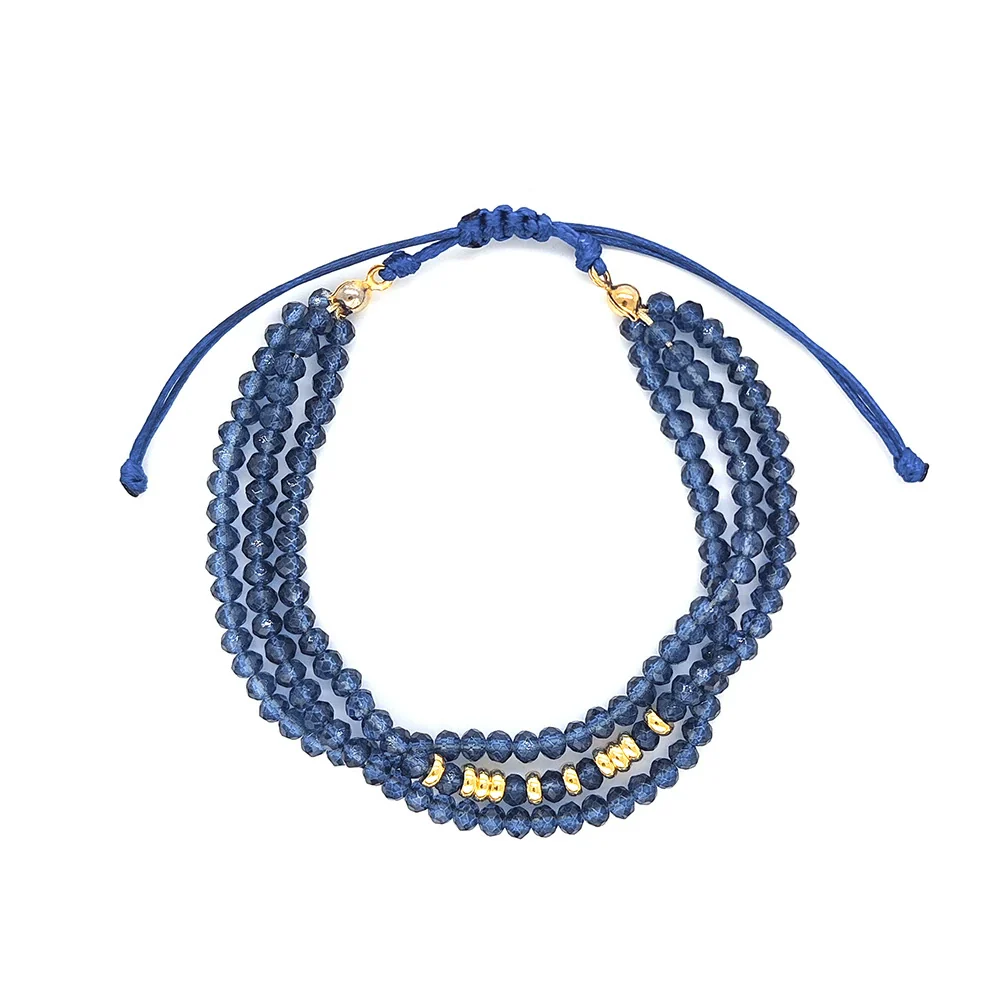 Women's Bohemian Simple Allmatch Handwoven Glass And Glaze Geometric Multilayered Crystal Cut Beaded Bracelet - Image 10