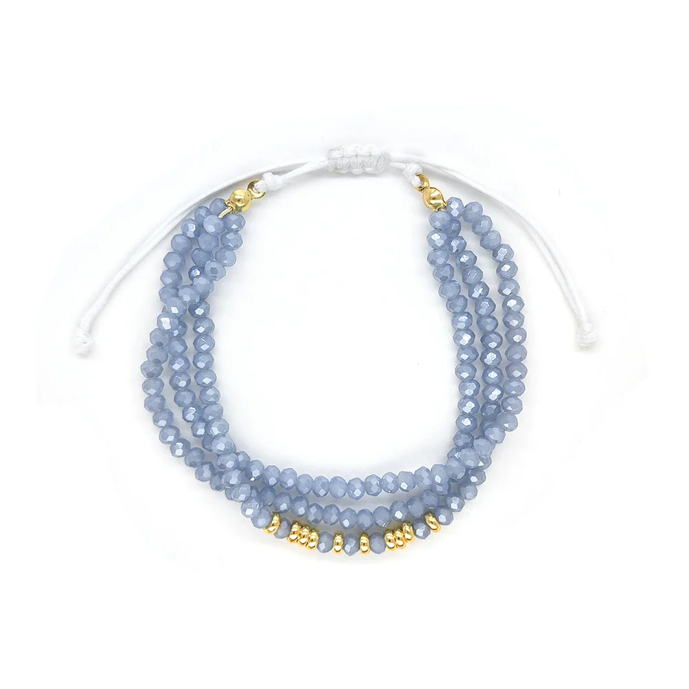 Women's Bohemian Simple Allmatch Handwoven Glass And Glaze Geometric Multilayered Crystal Cut Beaded Bracelet - Image 3