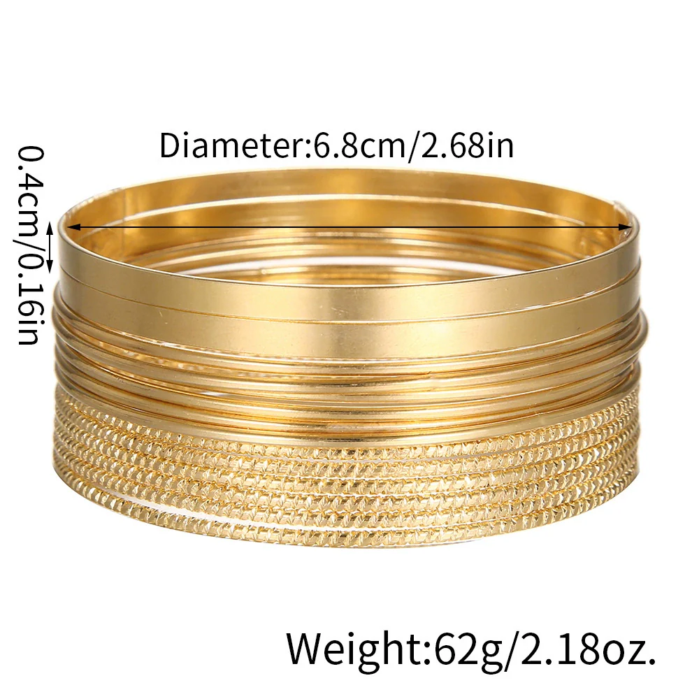 Women's Bohemian Style Exaggerated Wide Face Iron Metal Bracelet Set With Geometric Design And Electroplating - Image 4
