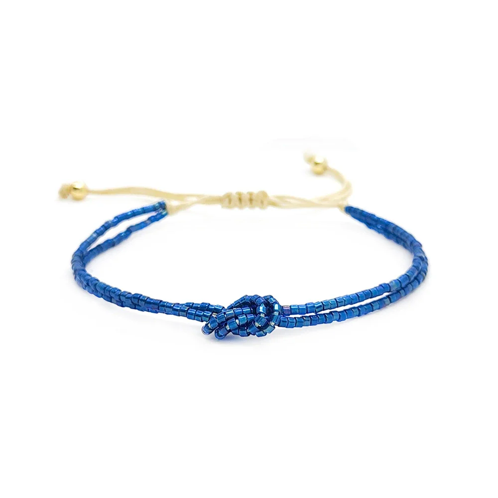 Women's Bohemian Style Glass And Glaze Beaded Handwoven Geometric Bracelet - Image 3