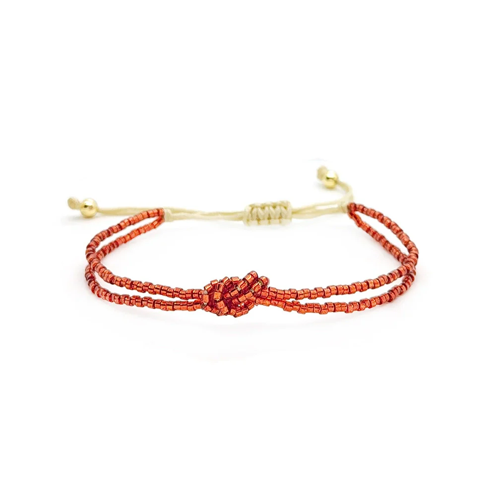 Women's Bohemian Style Glass And Glaze Beaded Handwoven Geometric Bracelet - Image 4