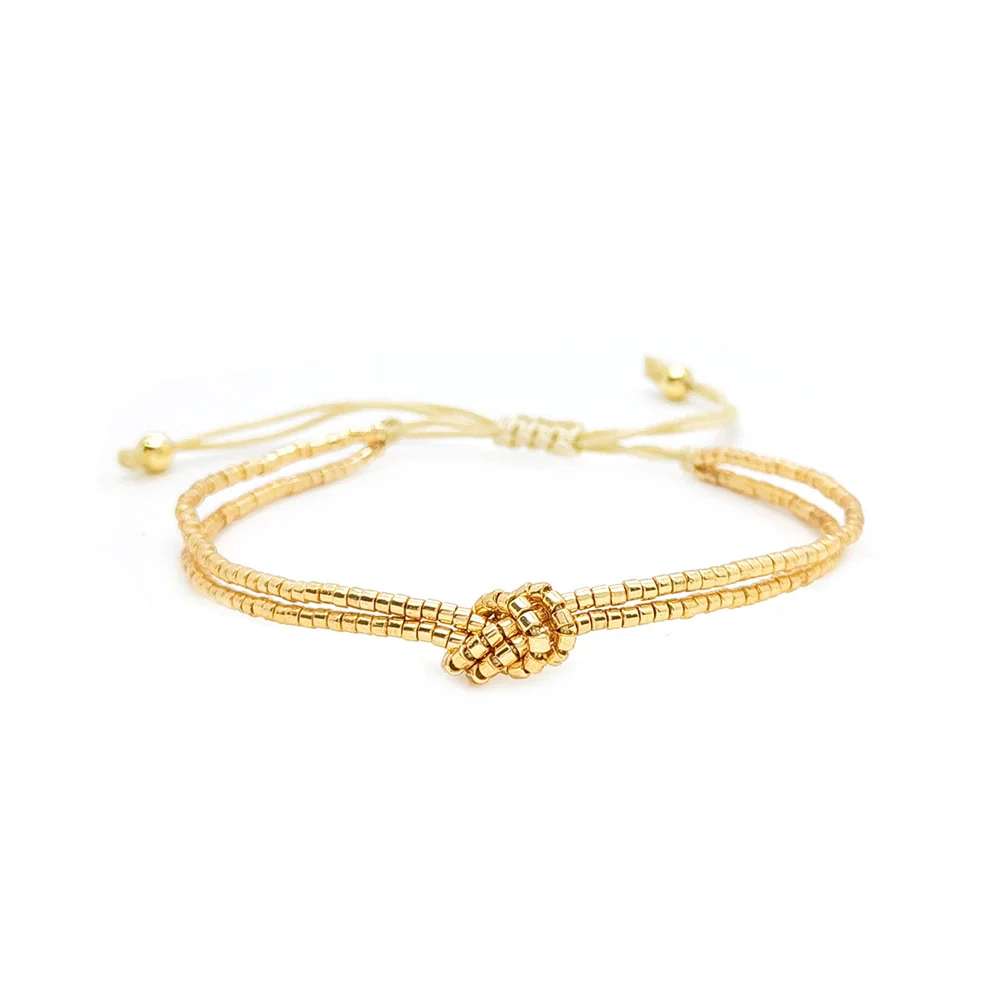 Women's Bohemian Style Glass And Glaze Beaded Handwoven Geometric Bracelet - Image 5