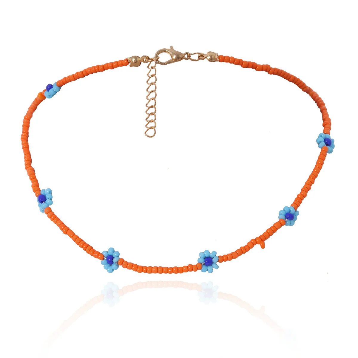 Women's Bohemian Style Handmade Daisy Flower Beaded Collarbone Necklace With Rice Beads And Ball Chain - Image 10