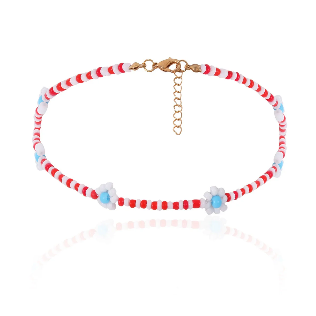 Women's Bohemian Style Handmade Daisy Flower Beaded Collarbone Necklace With Rice Beads And Ball Chain - Image 11