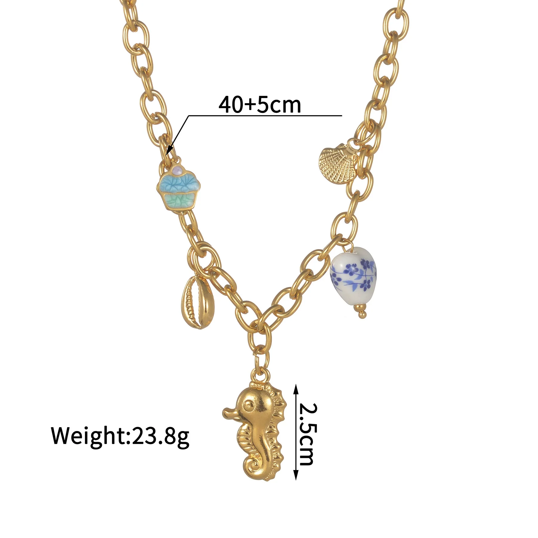 Women's Bohemian Style Stainless Steel Animal Zodiac Ceramic Necklace With Long O Shaped Chain And Electroplating - Image 7