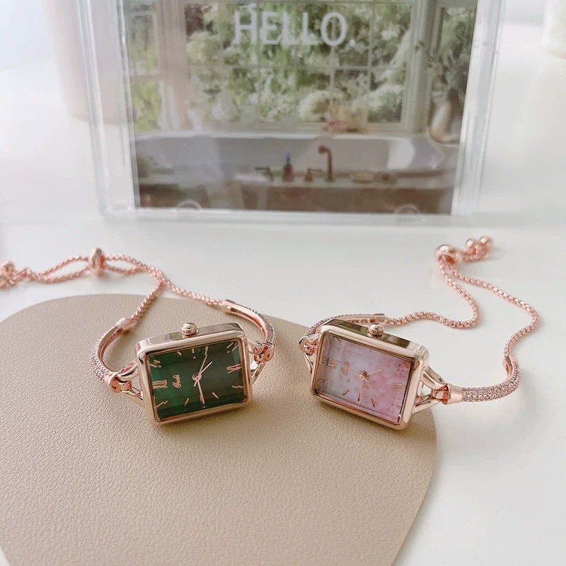 Women's Bracelet Watch Alloy Case Ordinary Glass Mirror Leisure Marble Square Design