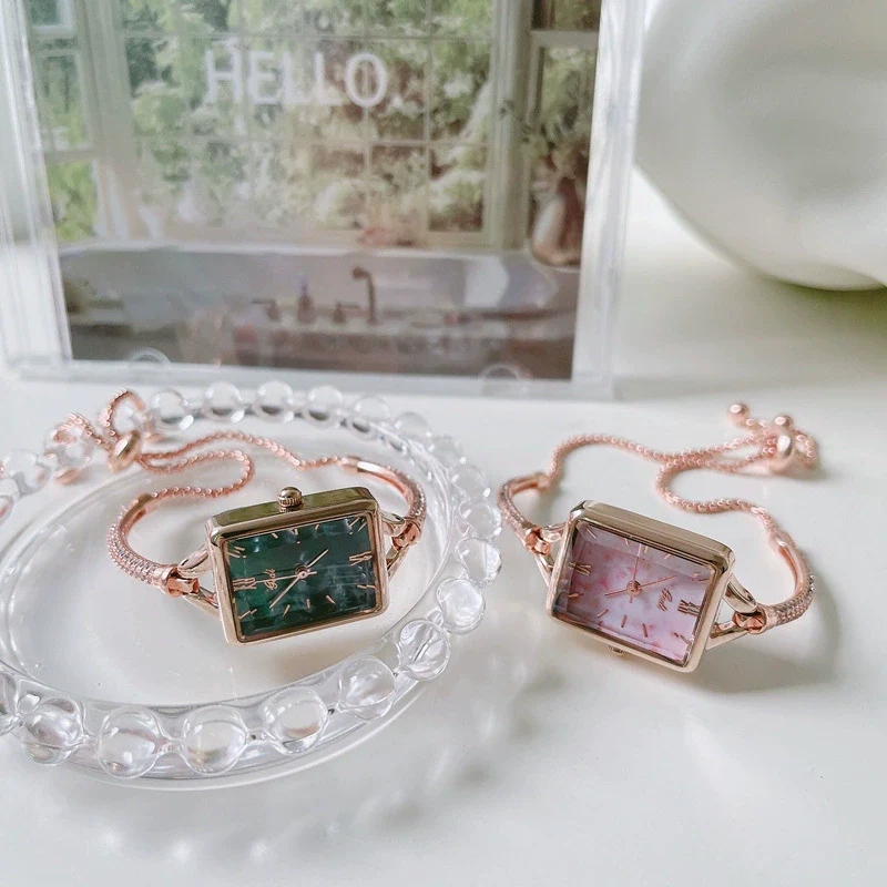Women's Bracelet Watch Alloy Case Ordinary Glass Mirror Leisure Marble Square Design - Image 2