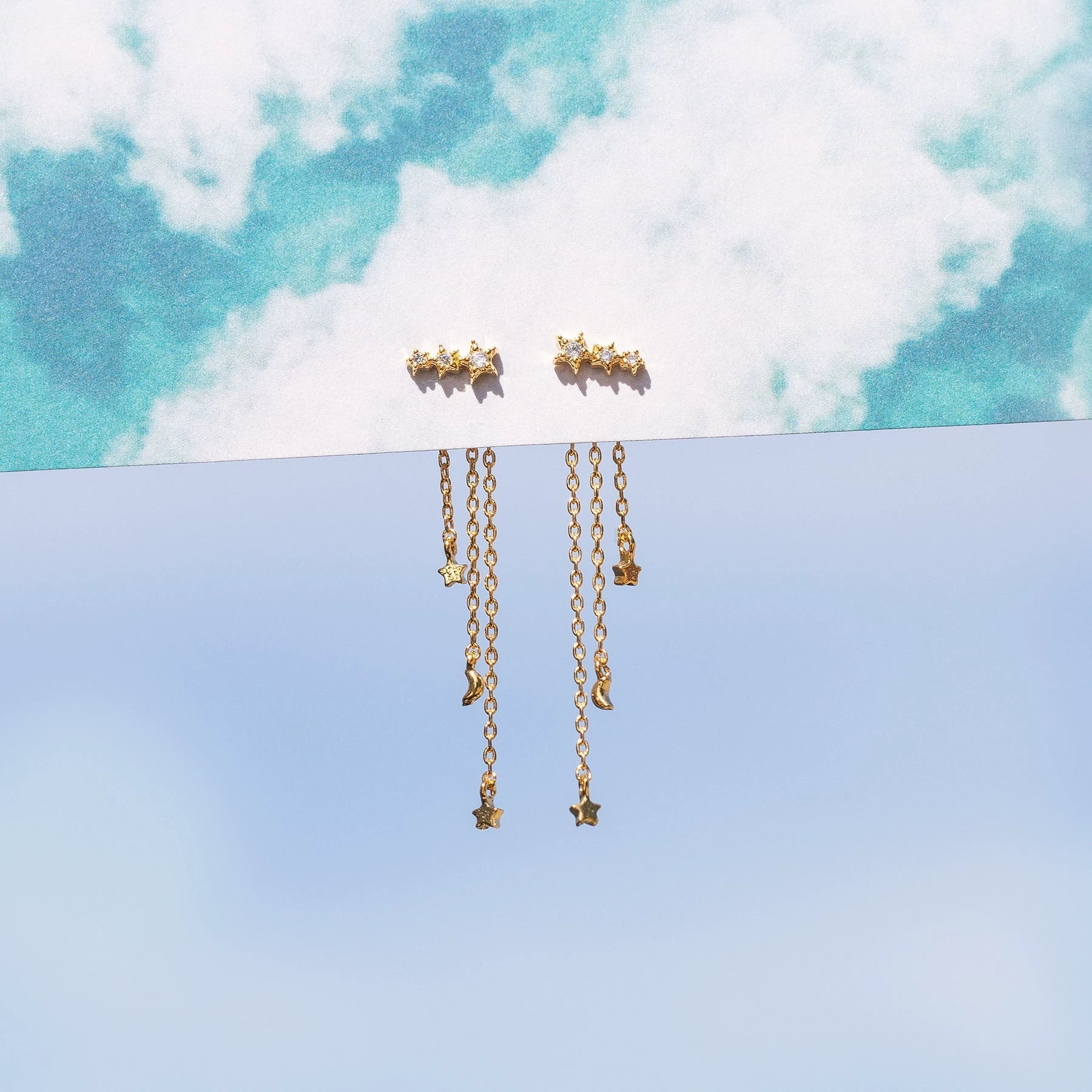 Women's Brass 18K S925 Silver Star Long Tassel Moon Zircon Earrings Feminine Artistic Ear Jewelry - Image 3