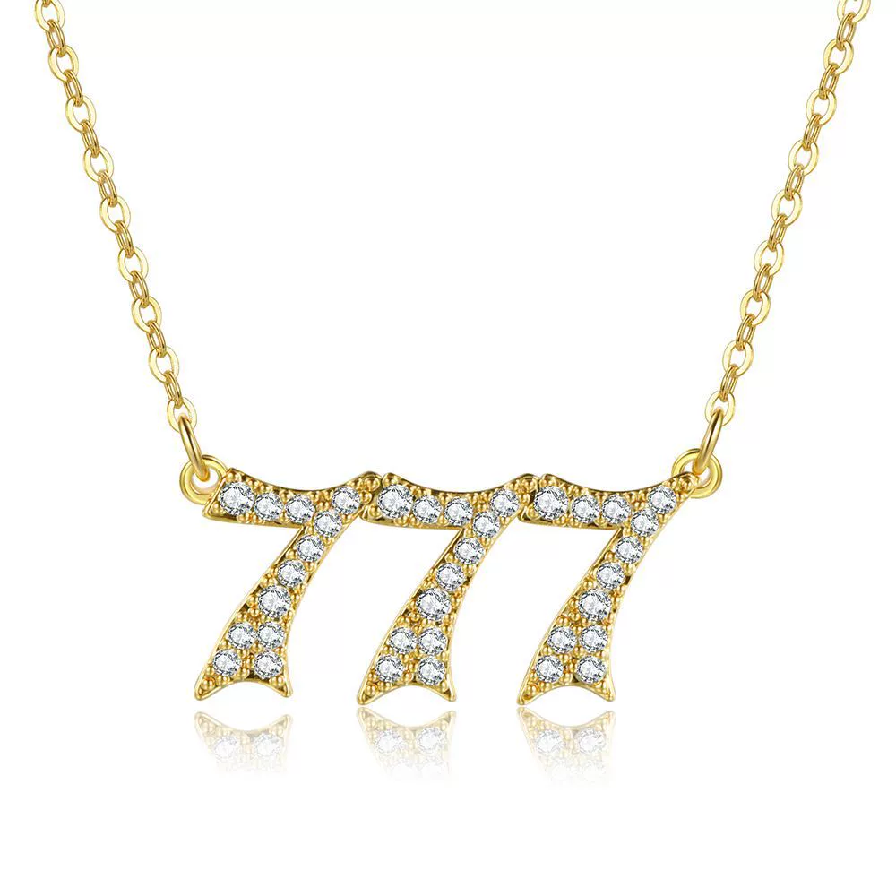 Women's Brass Rhinestone Necklace With Letters Numbers Text Design - Image 12